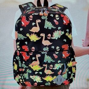 Dinosaur Print Kids Backpack - Multicolor